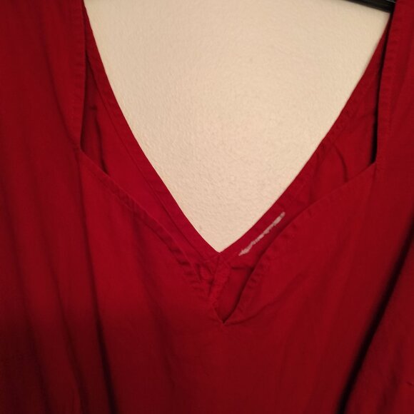 Eshakti Red Cotton Poplin Sweetheart Neckline 3X 26W Midi Dress Retro Femme 50s - Picture 6 of 7